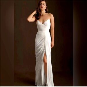 Watters White Strapless Wedding Dress